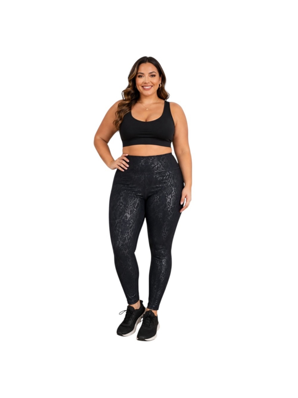 Fabletics NWT High-Waisted Foil Snake Leggings Black 3X 20-22 Plus Size